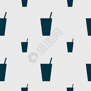 鸡尾酒图标标志 具有几何纹理的无缝模式 韦克托稻草啤酒酒精派对命令酒吧柠檬玻璃饮料牛奶图片