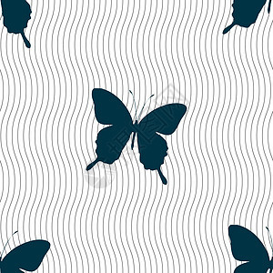 蝴蝶图标符号 带几何纹理的无缝模式 矢量电脑野生动物装饰飞行风格昆虫艺术君主动物翅膀图片