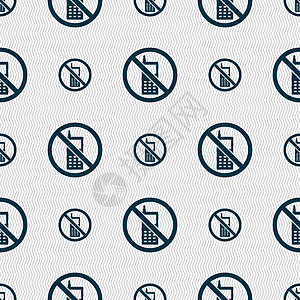 禁止使用移动电话图标符号 无缝模式带有几何纹理 矢量标签警报警告徽章危险安全横幅通讯器注意力冒险图片