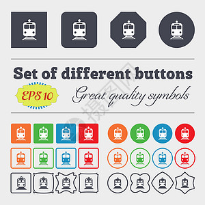 列图标符号 大套多彩 多样 高质量按钮 矢量团体喷射运输航程火车交通隧道旅客铁路路线图片