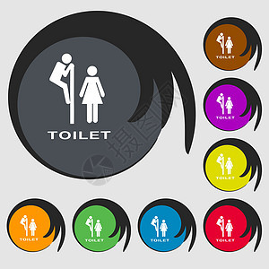 8个彩色按钮上的符号 矢量 X房间龙头女士浴室艺术橡皮洗手间绅士管子婴儿图片