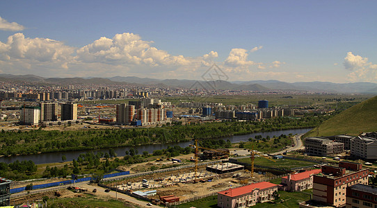 蒙古首都乌兰巴托市新建筑楼蓝色建筑吸引力城市建筑学纪念碑中心房子地标戏剧性背景图片