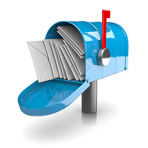 完整邮箱邮政邮寄金属白色收件箱蓝色盒子邮件信封插图图片