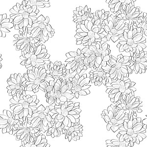 雏菊墙纸椰子花束模式手绘包装植物群草图插图墙纸纺织品绘画织物作品背景