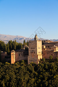 西班牙格拉纳达的Alhambra地标历史性皇家旅行纪念碑房子旅游大理石建筑物城堡图片