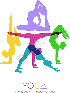 妇女做瑜伽类阿萨那身体福利舞蹈家女性绘画女孩女士健身房活力冒充图片
