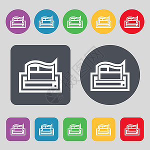 报纸图标符号 一组有12色按钮 平面设计 矢量插图阅读金融文档通讯报告文学出版物世界文章打印图片