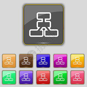 网络图标符号 设置您网站的11个彩色按钮 矢量图片