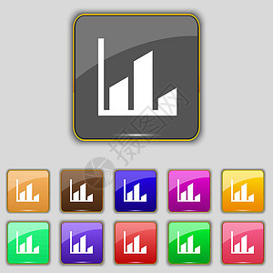 图表图标符号 设置您网站的11个彩色按钮 矢量插图报告酒吧数据推介会网络收藏统计组织柱子图片
