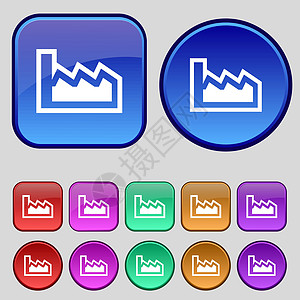 图表图标符号 您设计时有一套12个长效按钮 矢量团体绘画饼形酒吧进步圆圈插图曲线推介会柱子图片