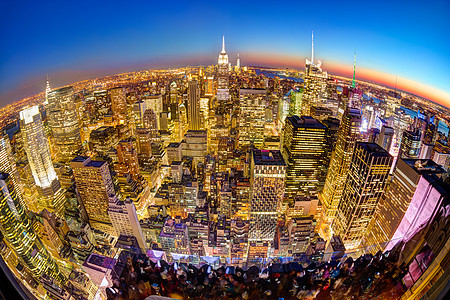 纽约市曼哈顿市中心天线城市观景台游客摩天大楼地标全景景观旅行日落天际图片