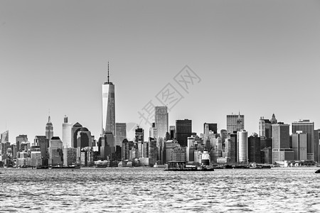 纽约市曼哈顿市中心天际商业景观办公室全景城市码头场景市中心反射摩天大楼图片