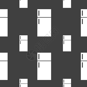冷冻器图标符号 灰色背景上的无缝模式 矢量厨房金属器具纽扣插图冰箱食物冻结贮存图片