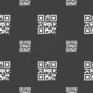 Qr 代码图标符号 灰色背景上的无缝模式 矢量标签令牌插图技术二维码创造力编码艺术扫描标识图片