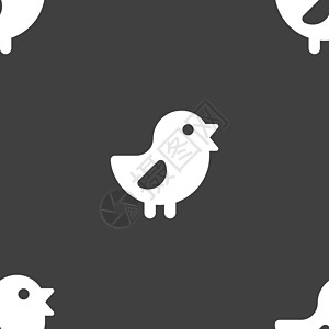 Bird 图标符号 在灰色背景上的无缝模式 矢量居住动物女性翅膀家禽草地团体生育力插图食物图片