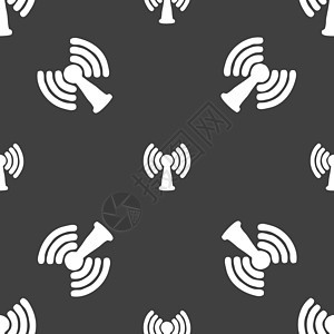 Wifi 互联网图标符号 在灰色背景上的无缝模式 矢量技术民众热点插图界面路由器世界概念卫星网站图片