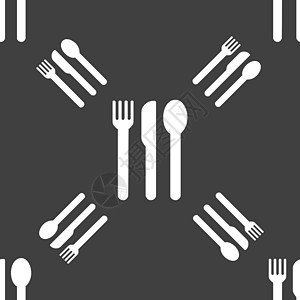 叉 刀 勺图标符号 灰色背景上的无缝模式 矢量餐厅刀具烹饪食物商品银器早餐庆典插图工具图片
