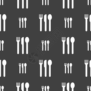 叉 刀 勺图标符号 灰色背景上的无缝模式 矢量艺术庆典刀具厨房餐厅用具勺子餐具服务商品图片