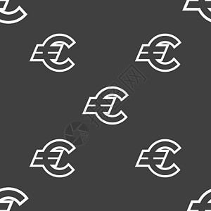欧元图标符号 灰色背景上的无缝模式 矢量按钮手提包现金艺术徽章令牌海豹标签银行业插图图片