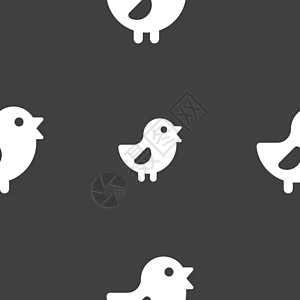 Bird 图标符号 在灰色背景上的无缝模式 矢量团体梳子犯规女性配种场地母鸡羽毛工作室家畜图片