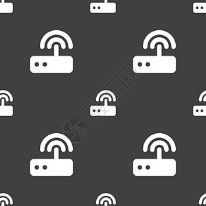 Wifi 路由器图标符号 灰色背景上的无缝模式 矢量安全电子电脑局域网防火墙插图速度宽带硬件中心图片