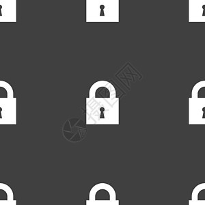 特写锁定图标符号 灰色背景上的无缝模式 矢量手指钥匙密码合金互联网阴影商业隐私网关电脑图片
