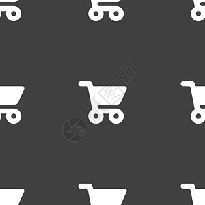 页面图标符号 灰色背景上的无缝模式 矢量盒子零售购物车市场电子商务元素购物篮商业店铺大车图片