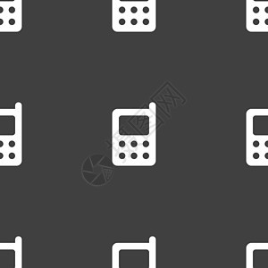 移动电话图标符号 灰色背景上的无缝模式 矢量技术网络屏幕电脑商业触摸屏短信横幅互联网细胞图片
