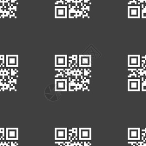Qr 代码图标符号 灰色背景上的无缝模式 矢量邮票编码插图技术令牌墙纸质量标签徽章创造力图片