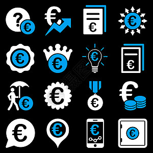 欧元银行业务和服务工具图标黑色徽章公司证书广告行政经营灯泡周转建筑图片