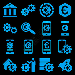 欧元银行业务和服务工具图标商业计算中心资本家项目经济学家剪贴画经济手机审计图片