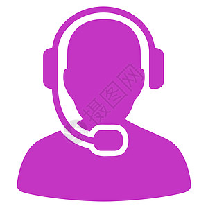 商业集域的呼叫中心操作器图标麦克风工人求助推销紫色桌子经理接待工作热线图片