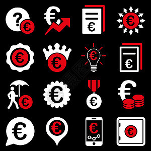 欧元银行业务和服务工具图标横幅气泡数据建筑银行货币广告现金认证盒子图片