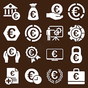 欧元银行业务和服务工具图标图表展示字形商业硬币订金演讲保险大楼银行图片