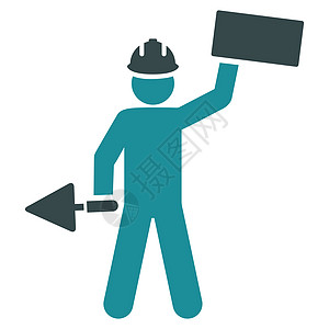 Basic 普通图标集中的构建器图标承包商工程师石匠服务木匠工具建造蓝色男性职业图片
