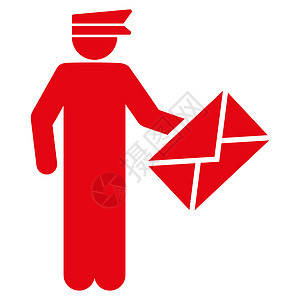 Postman 图标红色服务邮资送货字形导游信封运输明信片电子邮件图片