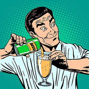 酒保倒啤酒插图框架流行音乐卡通片漫画艺术酒精罐头豪饮派对图片