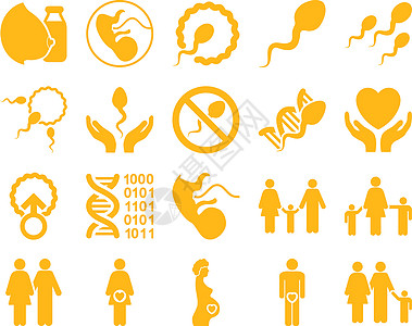 医疗图标集代码援助婴儿母亲保险基因怀孕技术药店孩子们图片
