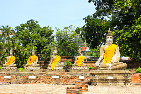 佛像在泰国的Ayutthaya建筑学地标宗教旅行寺庙历史文化雕塑雕像旅游图片