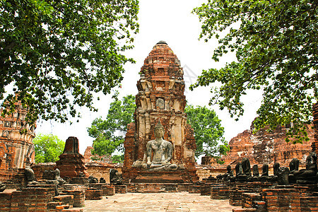 旧佛像和古老的寺庙建筑 在建筑学文化废墟宗教雕像历史历史性佛教徒遗产雕塑图片
