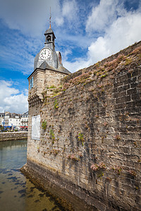 布列塔尼金融省Concarneau游客旗帜建筑海洋城市旅游建筑学港口图片