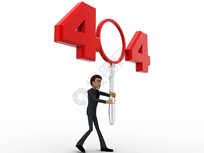 3D男子 404误差号概念外套渲染领带棕色数字图片