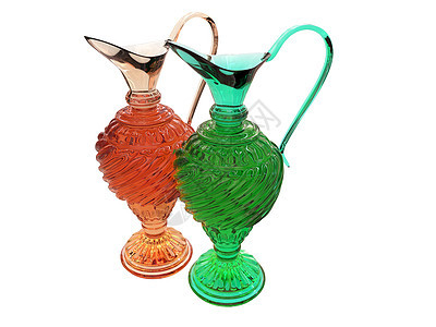 东方风格的优雅装饰罐材料房子绿色橙子反光玻璃点燃装饰工作室花瓶图片