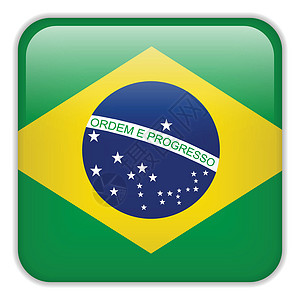 巴西旗式智能手机应用程序广场按钮框架贴纸玻璃互联网界面边界徽章金属选举网站图片