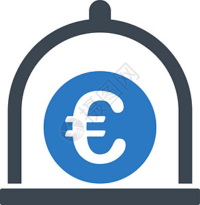 欧元标准图标收益金融硬币资本保护储物盒防腐剂保险箱店铺订金背景图片