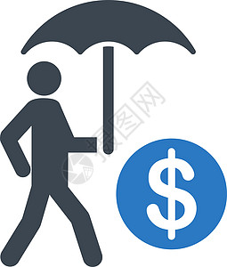 金融保险图标安全客户阳伞蓝色财富银行男人硬币现金经济图片