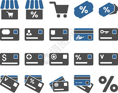 购物和银行卡图标金融储蓄货币支付税收市场授权命令销售量银行图片