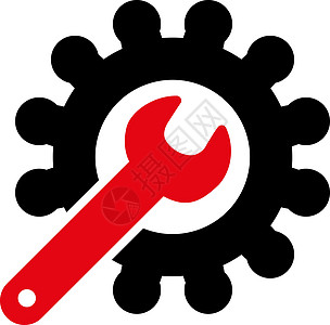 商务双色套装中的自定义图标红色作坊扳手机器工具维修配置技术黑色传播图片