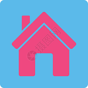 来自商业按钮的房屋图标 超彩色集成公寓小屋蓝色粉色圆形出生地祖国房子住宅不动产图片