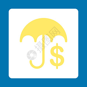 商业扣盘超过彩色集成的金融护理图标货币安全配饰阳伞现金圆形黄色正方形气象背景图片